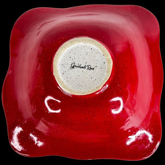 Grasslands Road Pottery Snowman Bowl Hats Winter Christmas Holiday Speckled Red - Picture 8 of 9